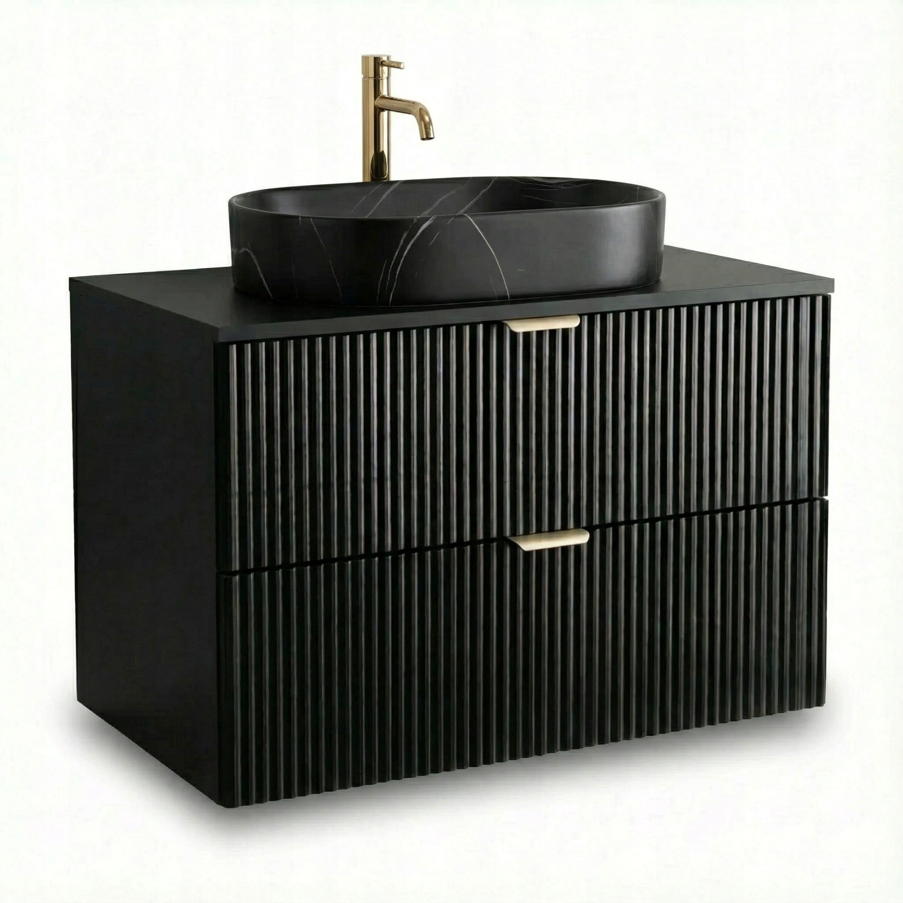 Sada koupelnového nábytku 80 cm Černá s umyvadlem Willy