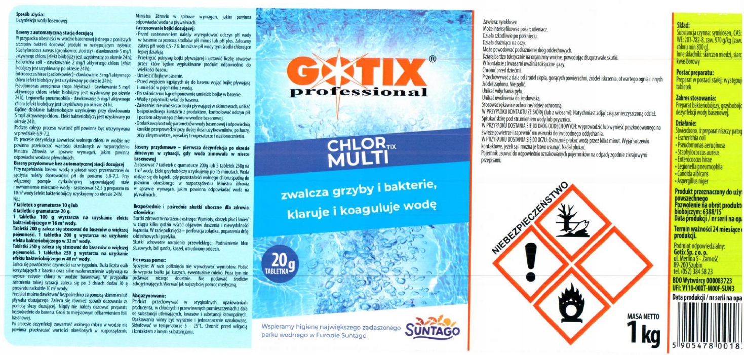 CHLOR TABLETKI ZESTAW DO DEZYNFEKCJI CHEMIA DO BASENU JACUZZI 1kg po 20 g Waga produktu z opakowaniem jednostkowym 1.2 kg