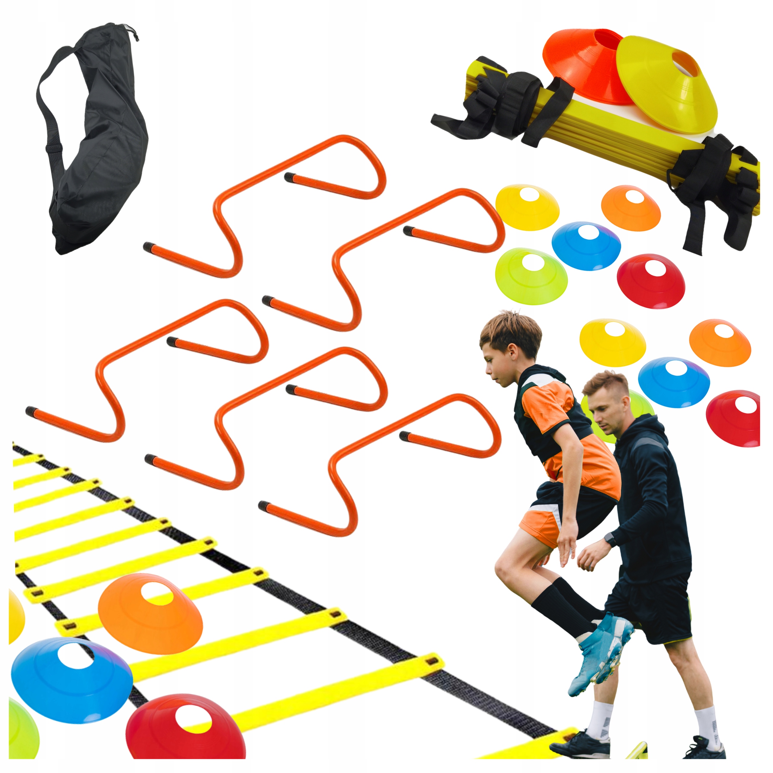 Zestaw Treningowy Piłkarski Drabinka Koordynacyjna Płotki 15CM Pachołki