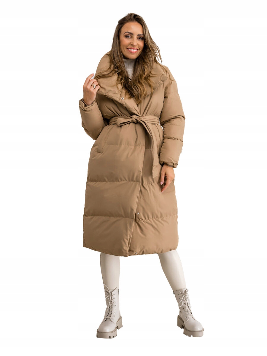 Dlouhá Prošívaná Dámská Zimní Bunda Camelová 5M737 Denley_xl