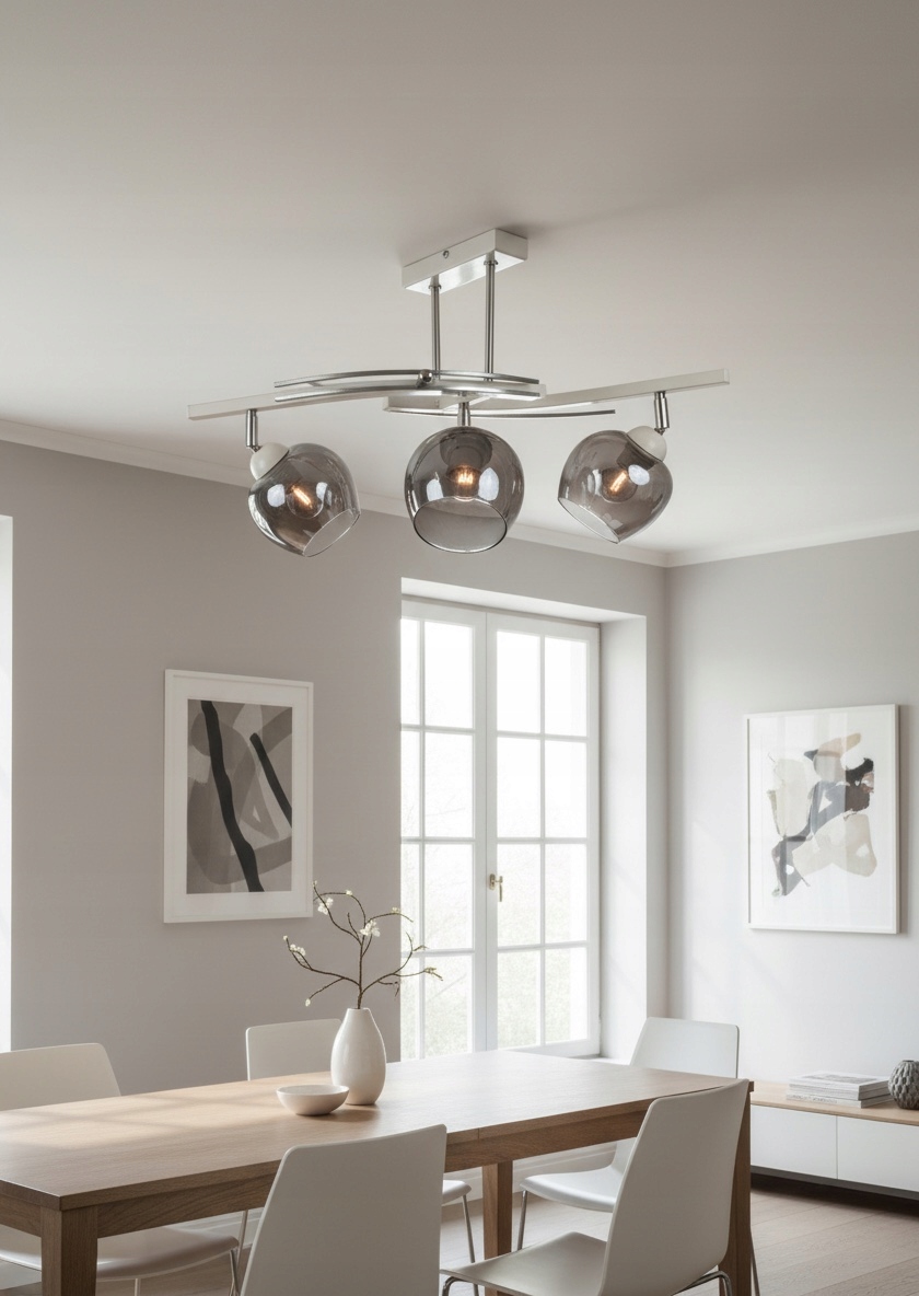 Stropná Lampa Luster Fiona 3 Béžová 3x E27 Euro-lamp Chromová Klobúk