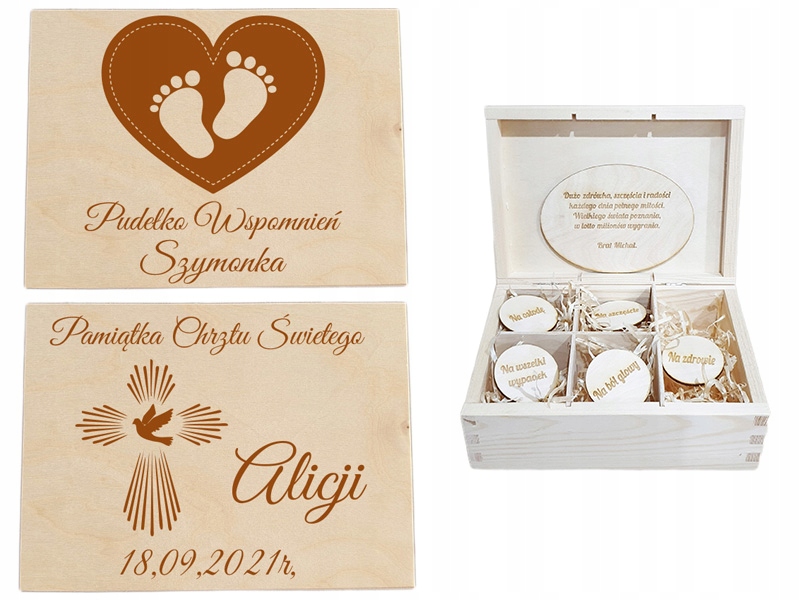 

Pudełko wspomnień Chrzest Roczek metryczka