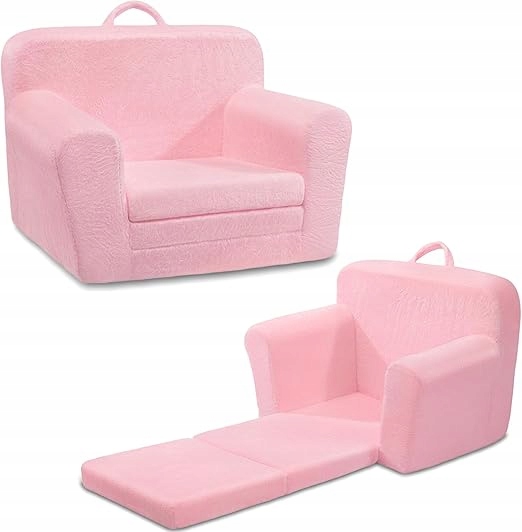 Eufurnibi Sofa dziecięca rozkładana z funkcją spania, różowa, pokój, fotel