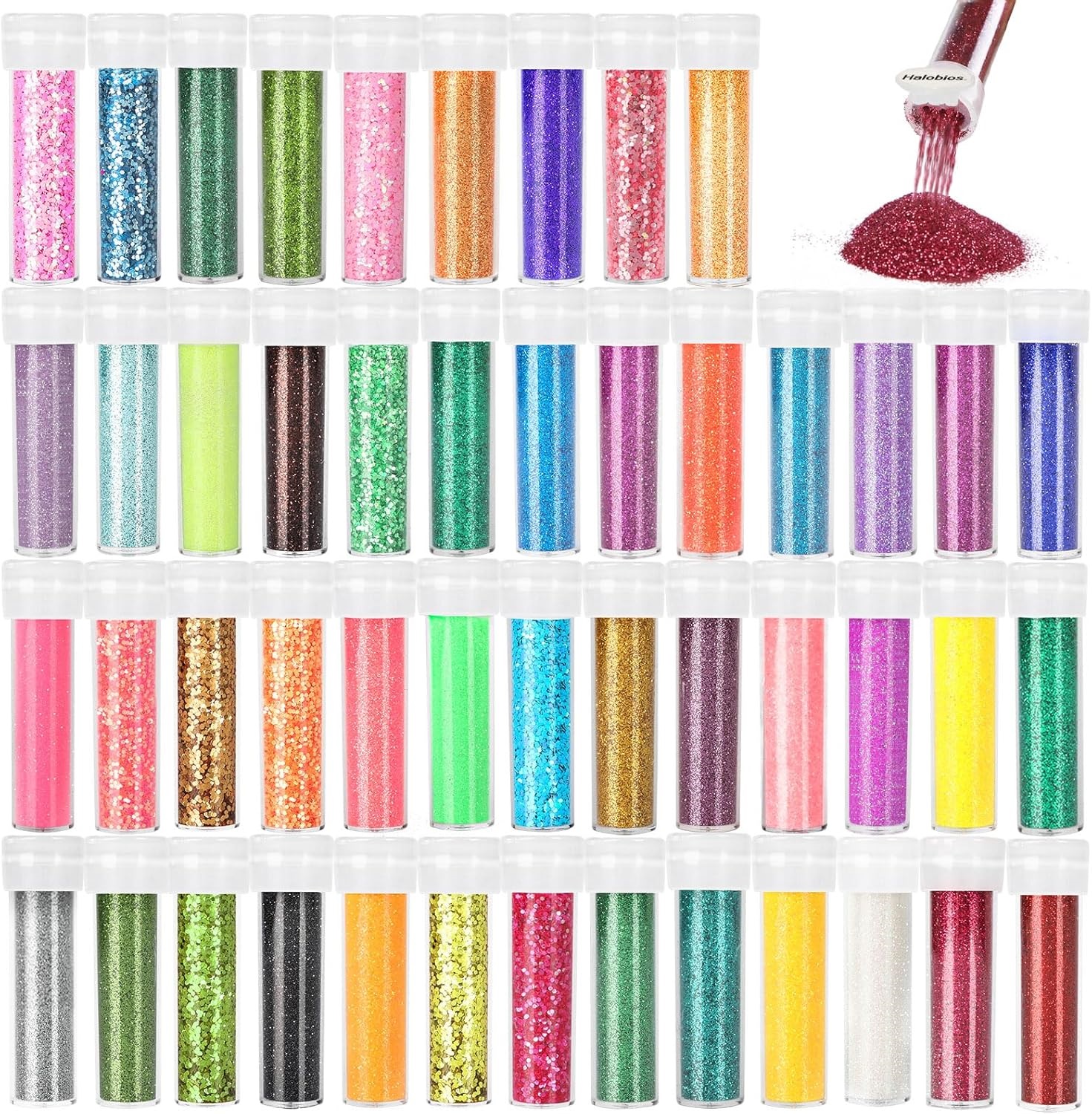 48 X Barevný Fine Glitter Na Zdobení Nehtů A Make-upu