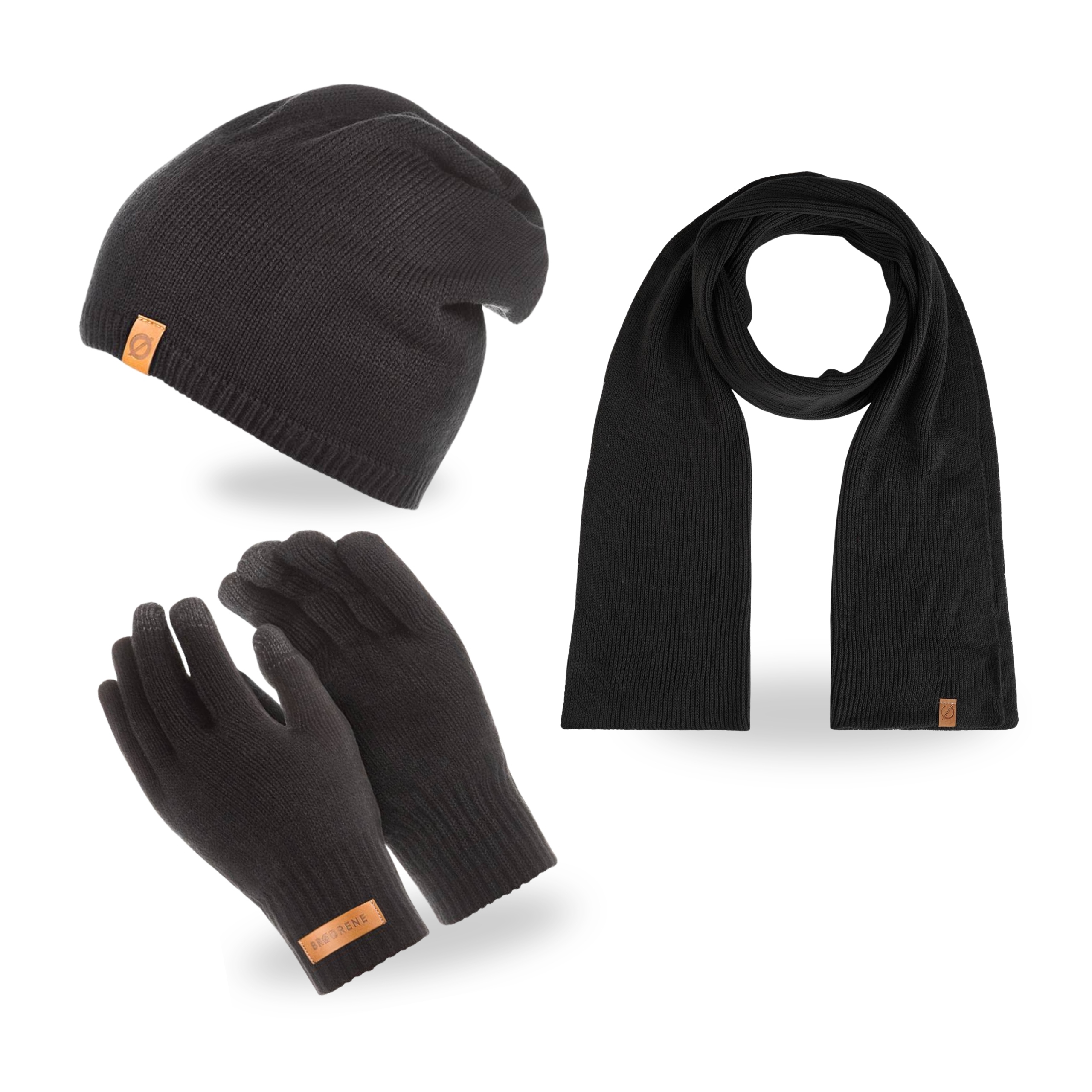 Pánský zimní set Čepice Šmoulinka Šátek Rukavice Brodrene Černá