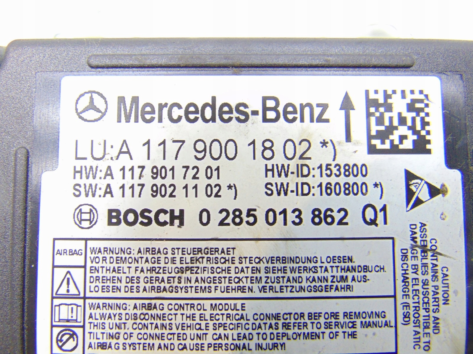 SENSOR modulo airbag airbag MERCEDES CLA W117 A W176 A1179001802