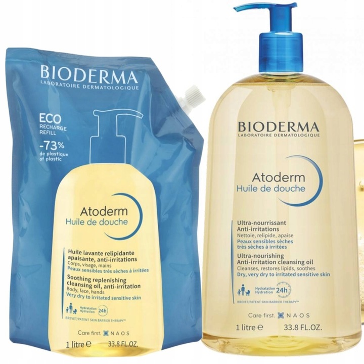 Bioderma Atoderm Huile Olejek Do Kąpieli Prysznic Refill Zapas 2x 1000ml
