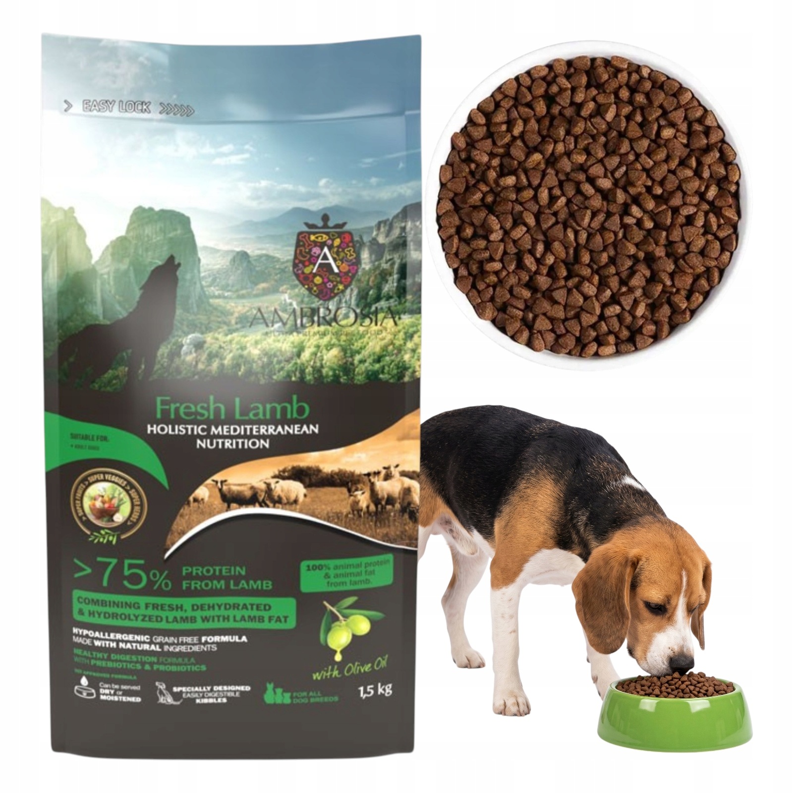 Sucha karma dla psa alergika Ambrosia Adult Jagnięcina 5kg Monobiałkowa
