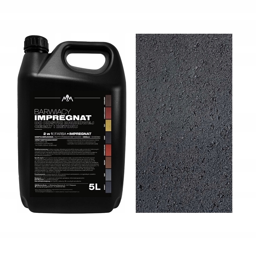 Barwiący Impregnat farba 2w1 do kostki brukowej i el. z Betonu 5l Antracyt