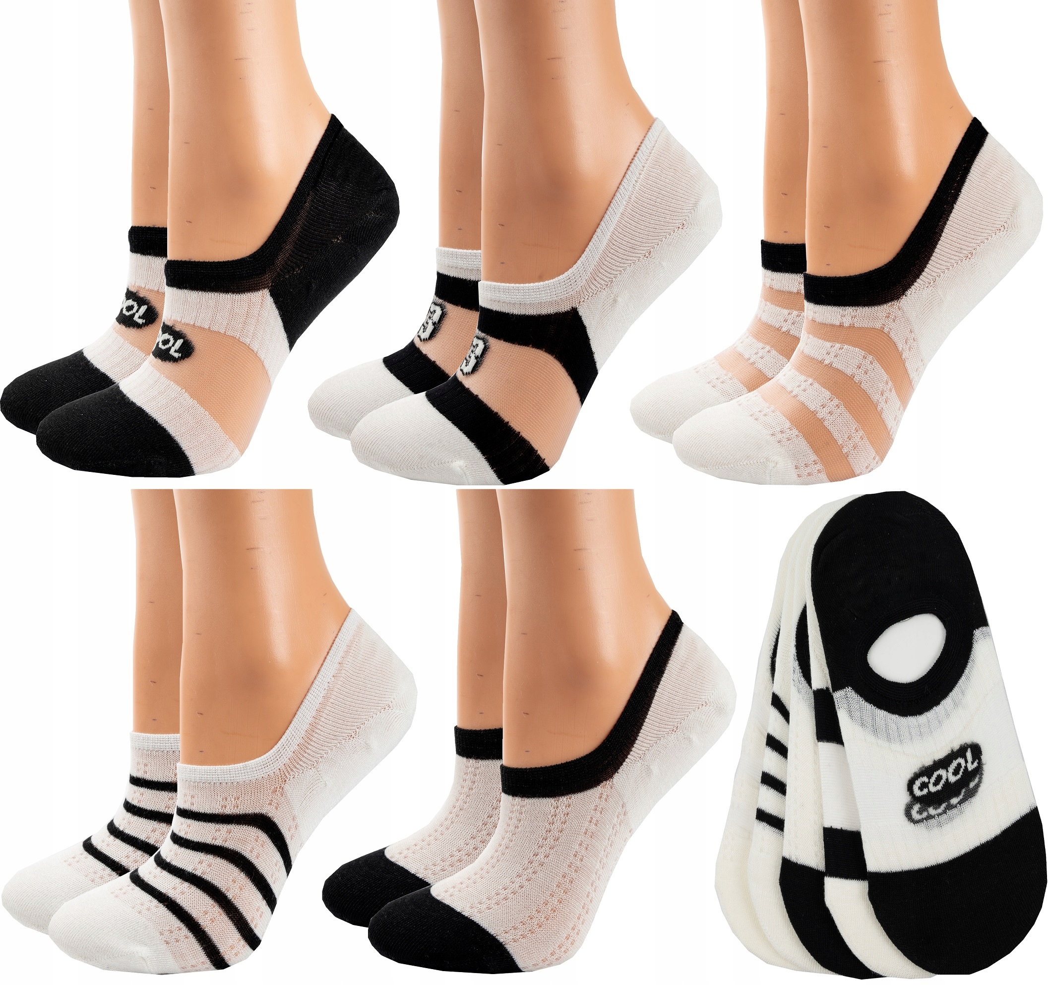 

5 Par Damskie Bambusowe Mikro Stopki Antybakteria