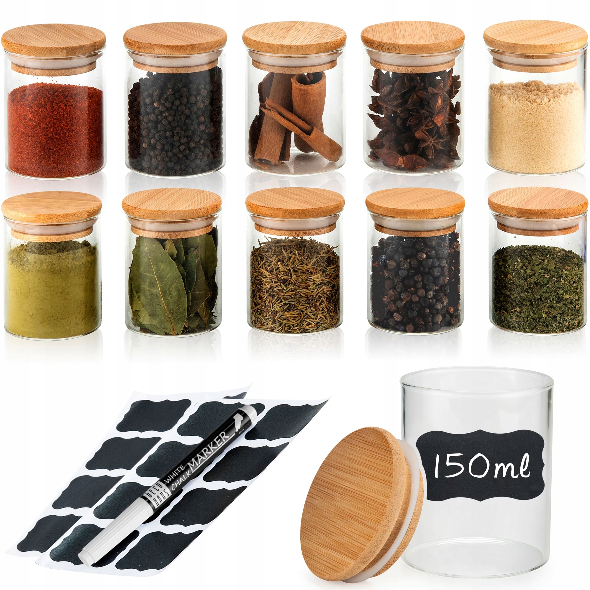 

Słoiki pojemniki na przyprawy Deco Haus, 10 szt.