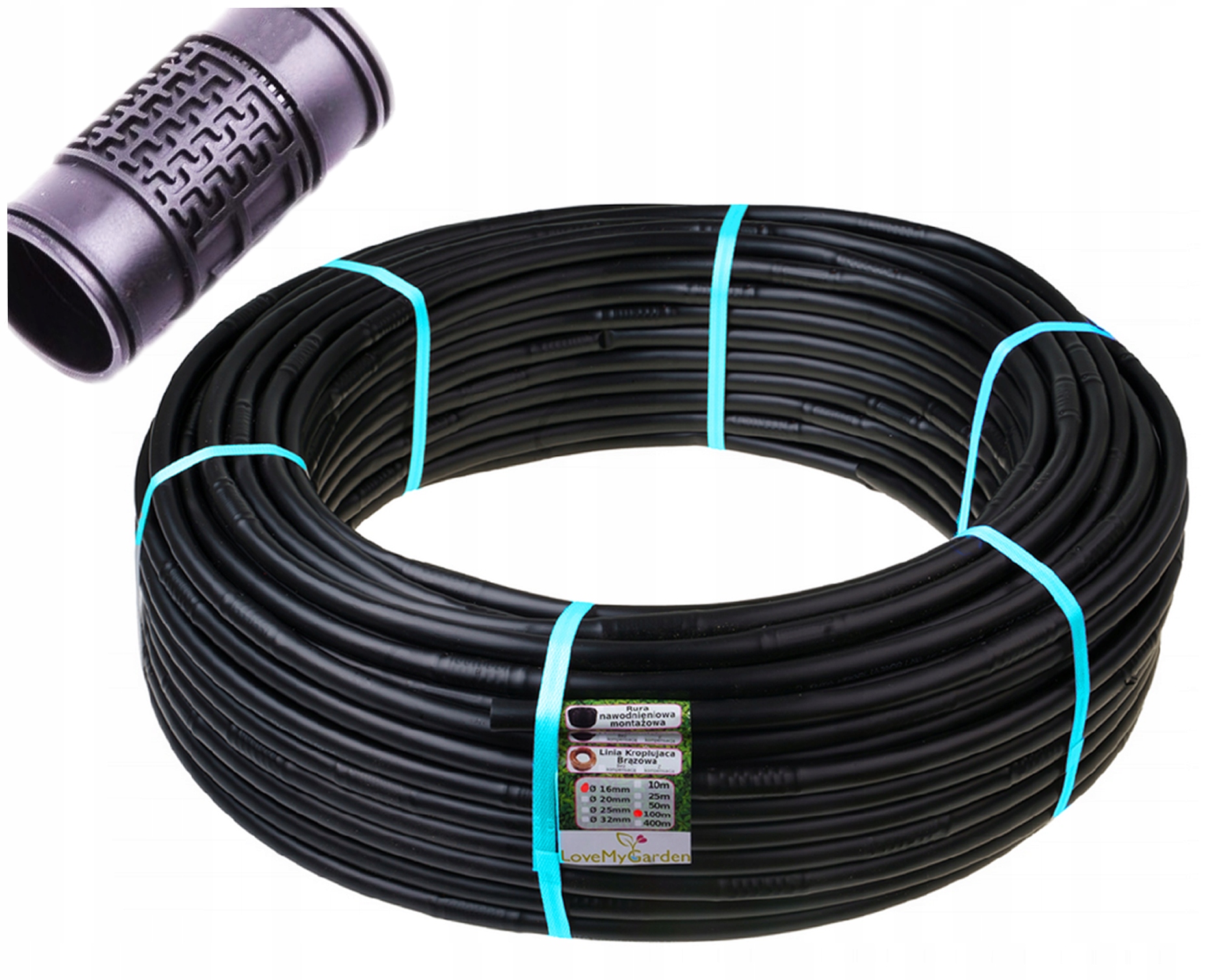 Linia kroplująca Czarna 16mm 33cm rolka 100m z kompensacją Wydajna