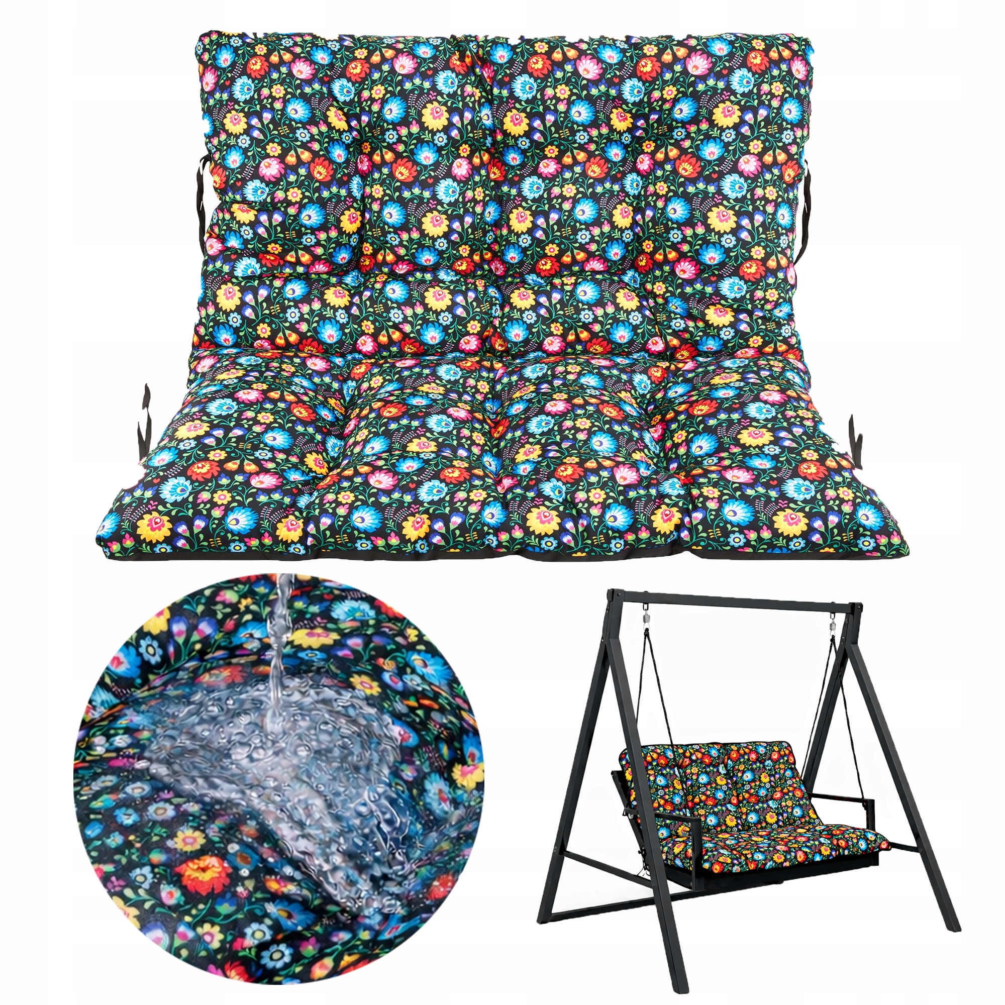 Polštář na zahradní houpačku, měkký nábytek, Voděodolný, 100x60x50 Folk