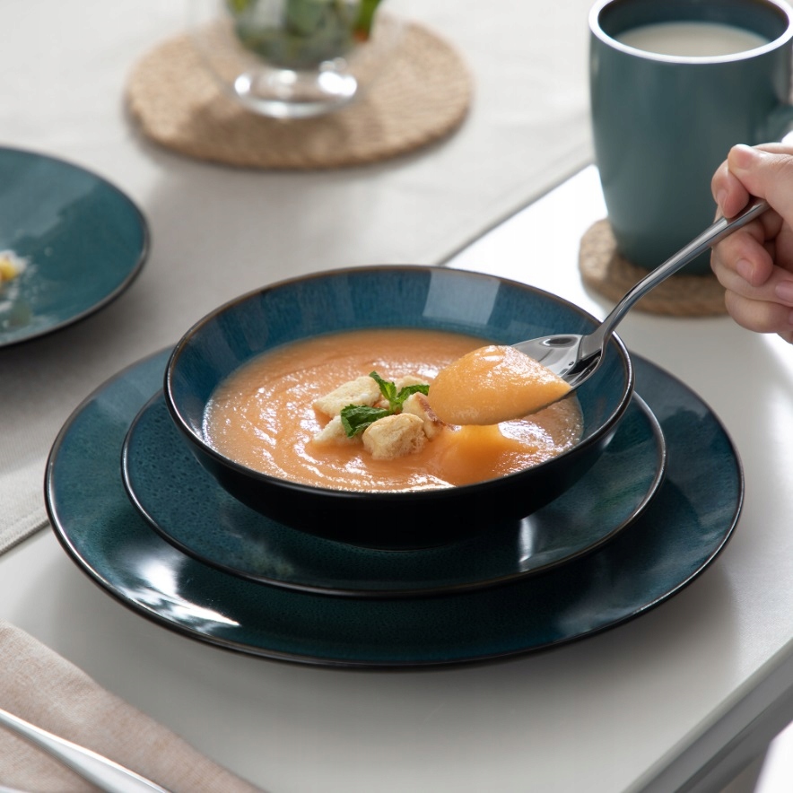 Serwis obiadowy Vintage Retro kamionka zastawa 8os Kształt Okrągły