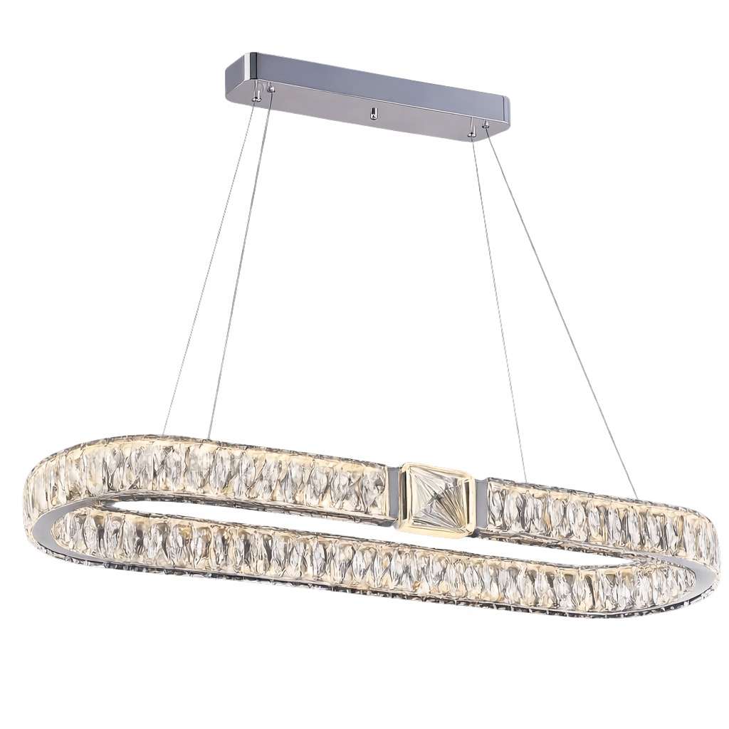 Transilvania L Led podlhovastý krištáľový luster 80 cm, chróm nad stolom