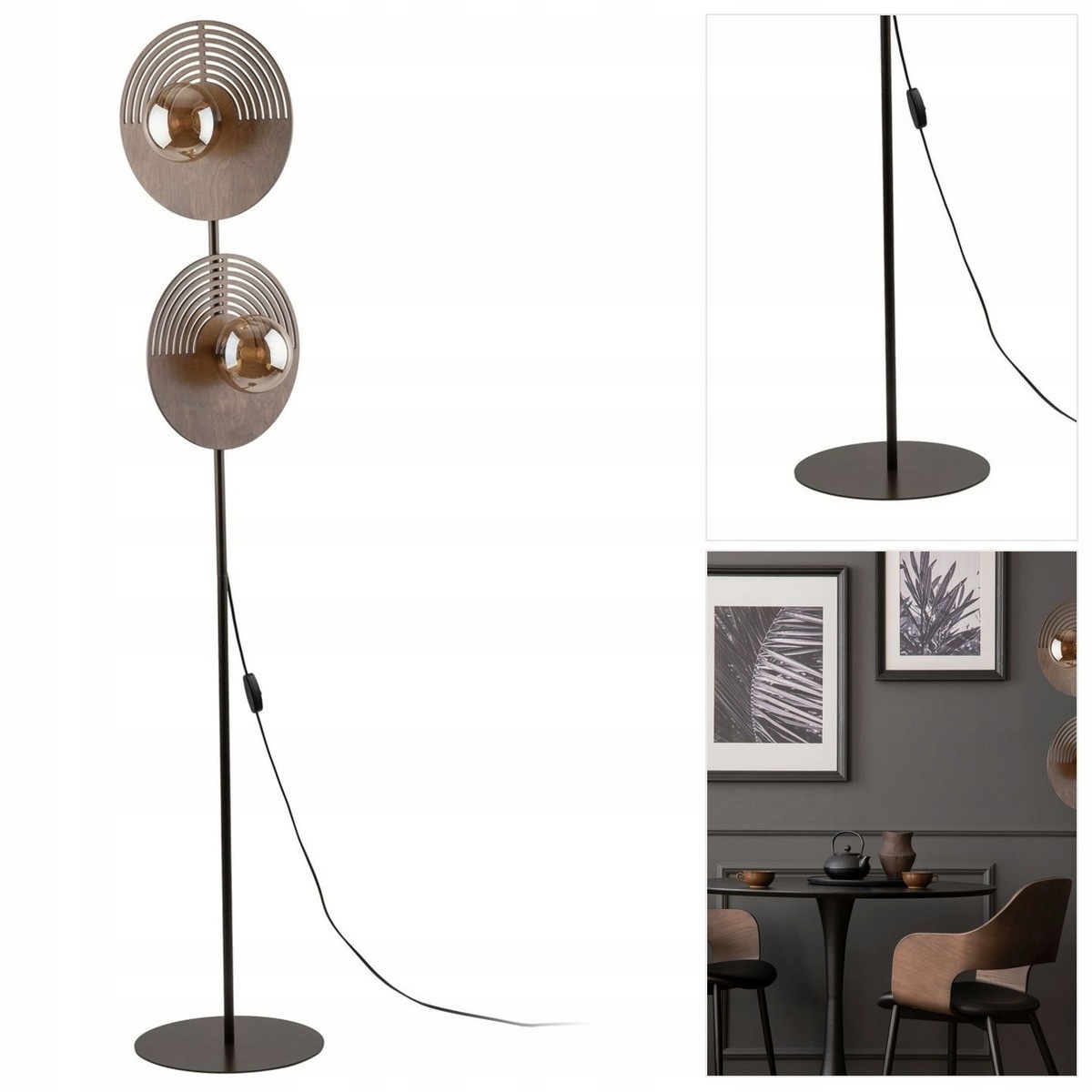 Podlahová lampa Lunar hnědá s příjemným leskem v obývacím pokoji Tk Lighting