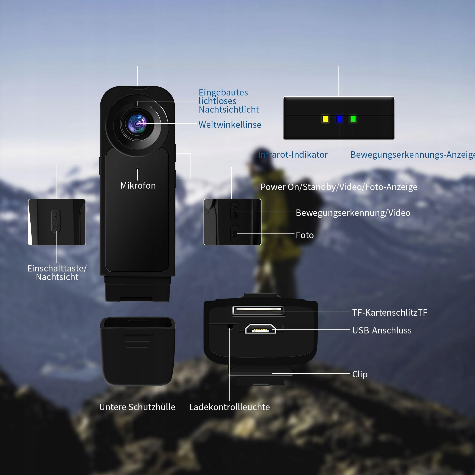 BAOBYLON Mini Kamera HD 1080P 32GB Nagrywanie Audio Wideo Nocna Wizja — miniatura 4