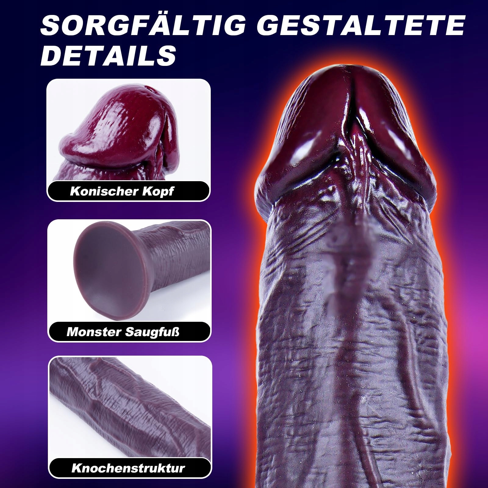 XXLTOYS Realistyczny Dildo Silikonowy 42 cm Długi Gruby Z Mocną Przyssawką — miniatura 5