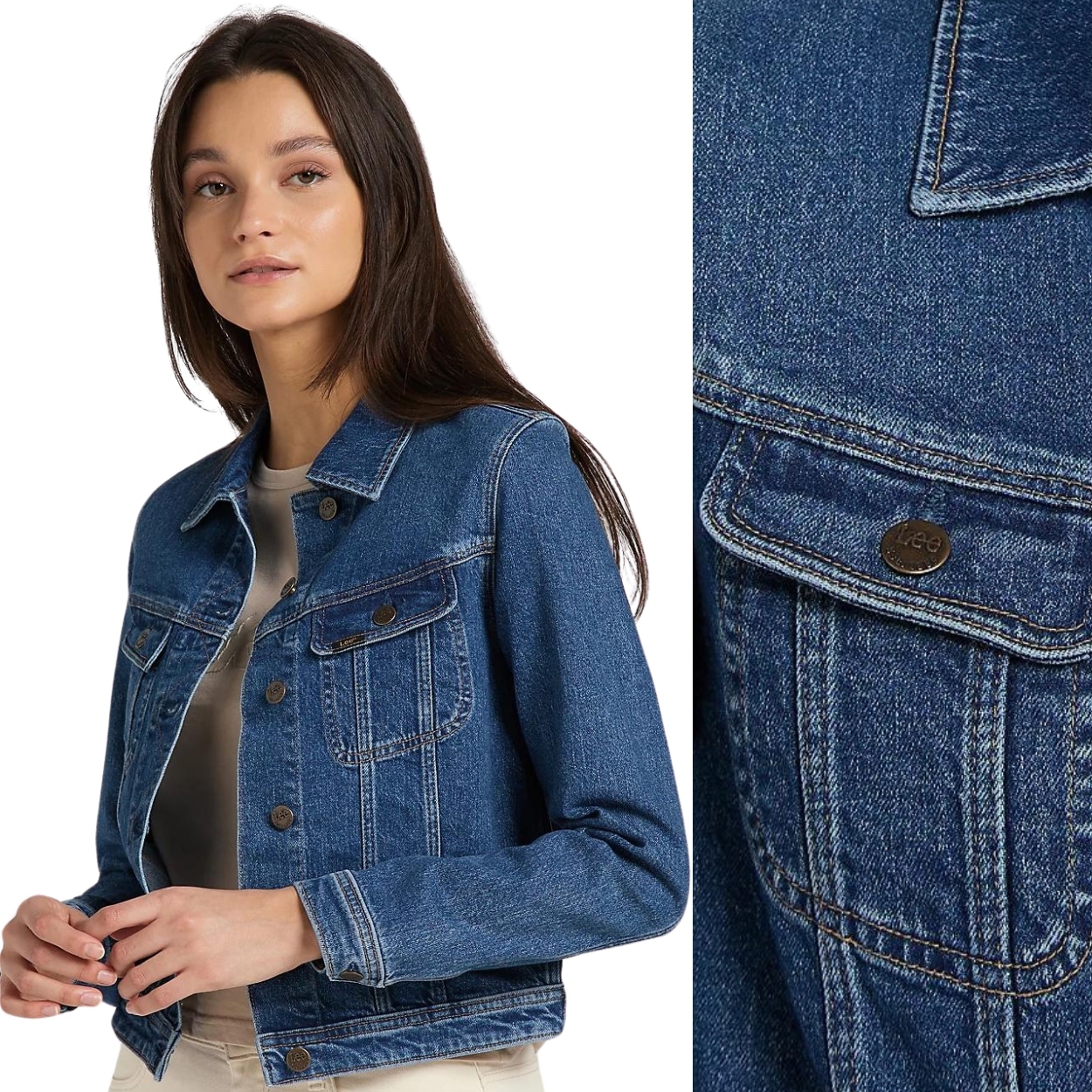 Lee Rider Jacket Stone Maren přiléhavá dámská katana džínová bunda Xs