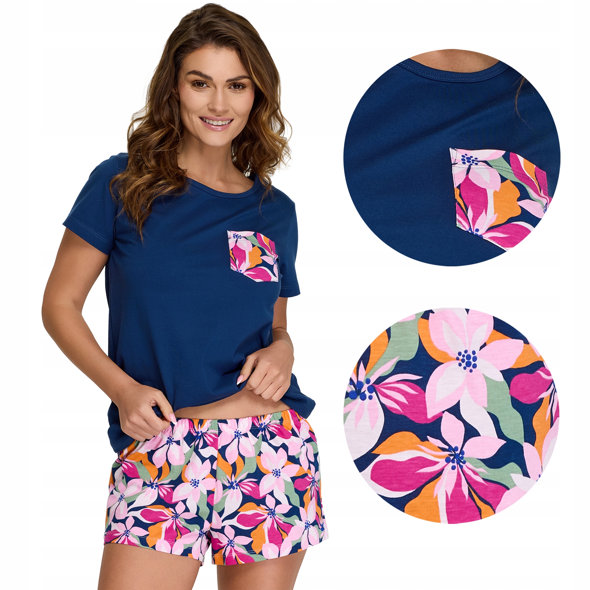 Piżama damska bawełniana krótki rękaw krótkie spodenki dwuczęściowa 6XL