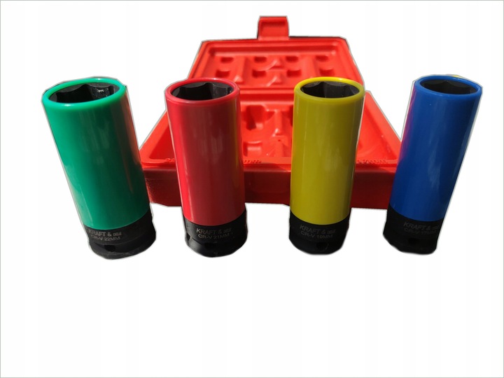 Nasadki udarowe do kół z osłoną 4 sztuki 1/2" 17mm 19mm 21mm 22mm