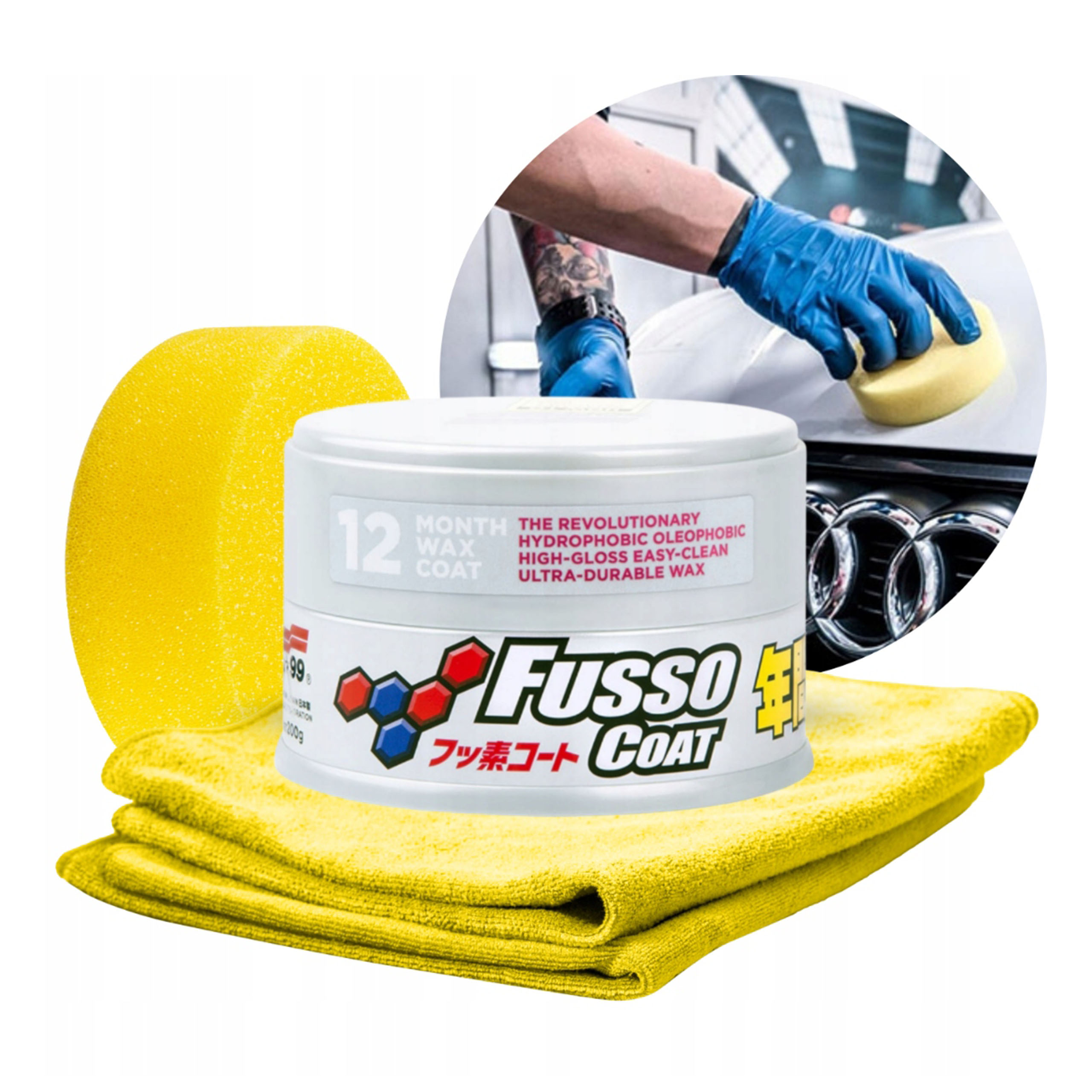 Wosk do białego lakieru SOFT99 Fusso + mikrofibra