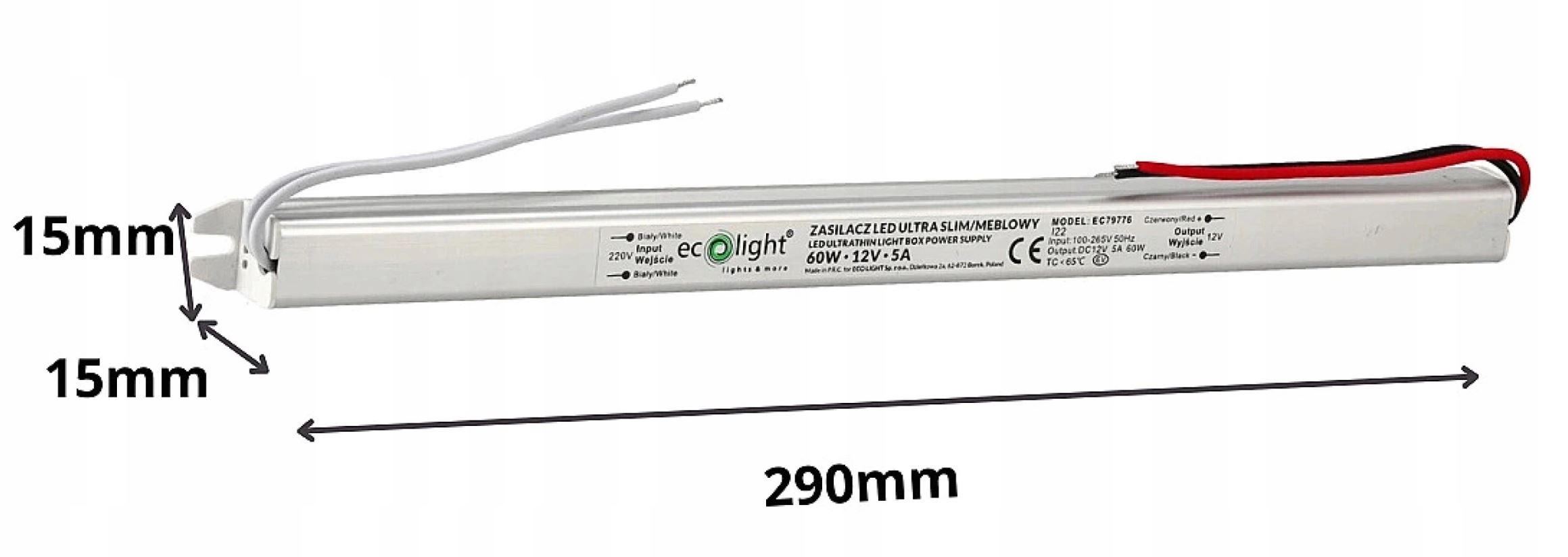 Zasilacz LED 60W 12V 5A Transformator Meblowy Montażowy do Taśm EAN (GTIN) 5901986797760