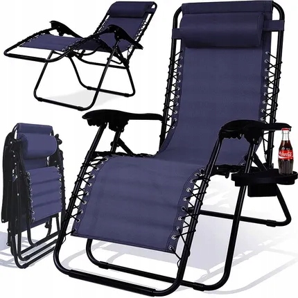 Leżak Ogrodowy Plażowy Fotel Składany Zero Gravity Turystyczny Krzesło 2w1