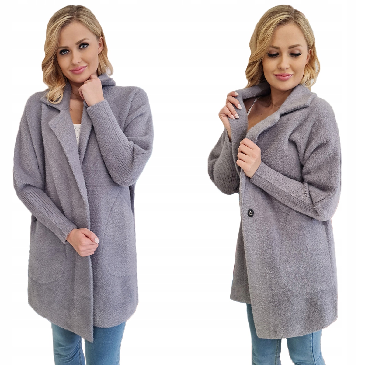 Klasický plášť Z Alpaky Vlna Barvy Šedá