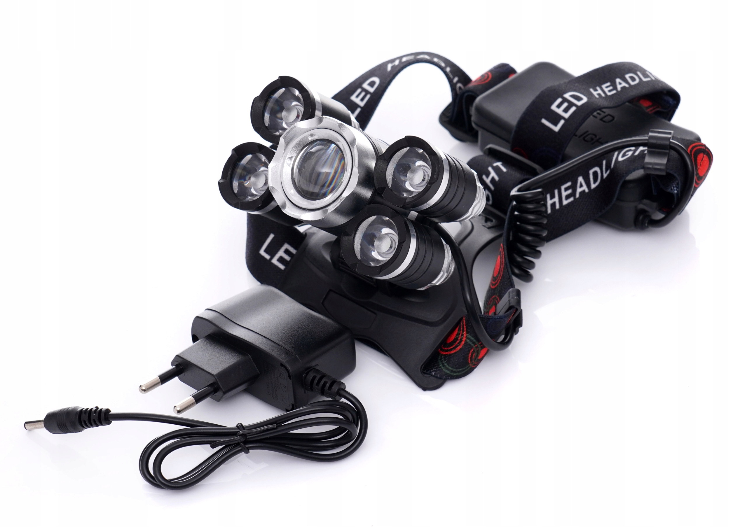 Lampka latarka czołowa czołówka LED x5 cree Marka Kraft&Dele