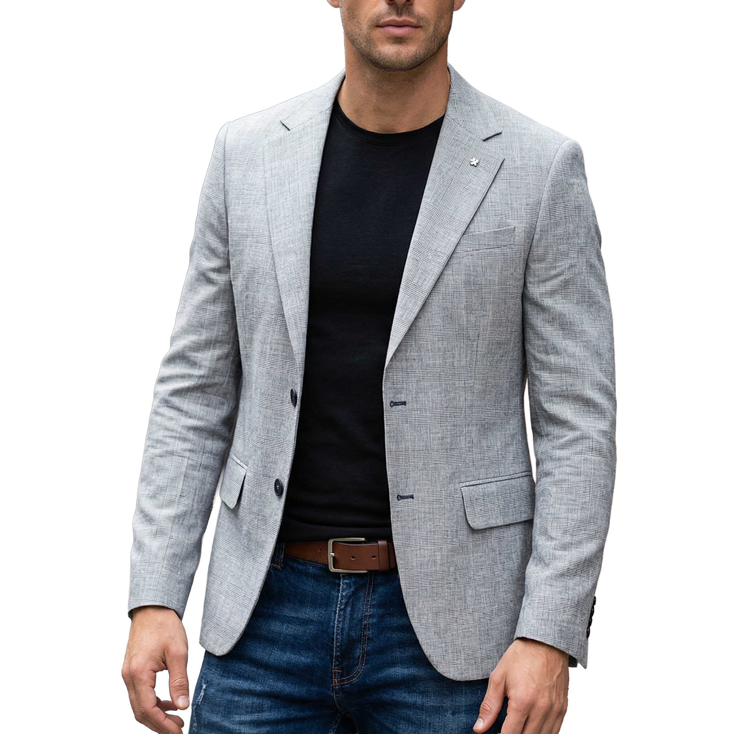 Sako Klasické Návštěvní Elegantní Neformální Mřížka