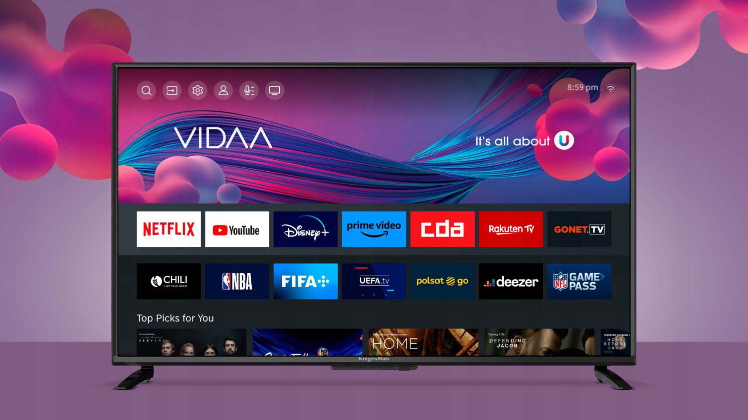 TELEWIZOR 40'' LED KRUGER&MATZ FHD SMART TV VIDAA YOUTUBE NETFLIX DVB-T2 Przekątna ekranu (cale) 40