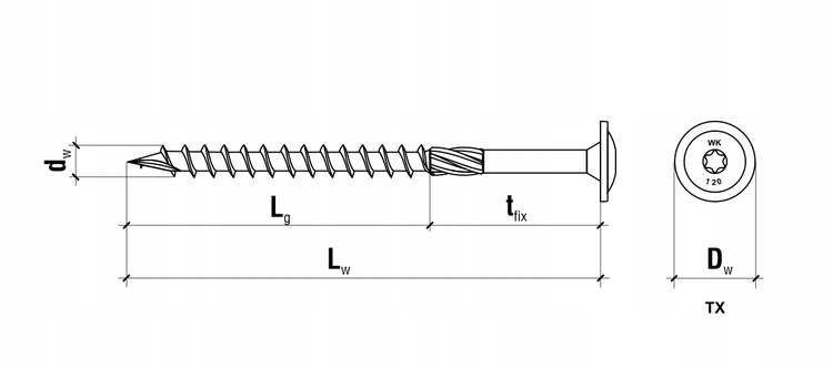 WKRĘTY CIESIELSKIE 8x240 TORX ŁEB TALERZOWY 50szt Kod producenta WKCP-08240