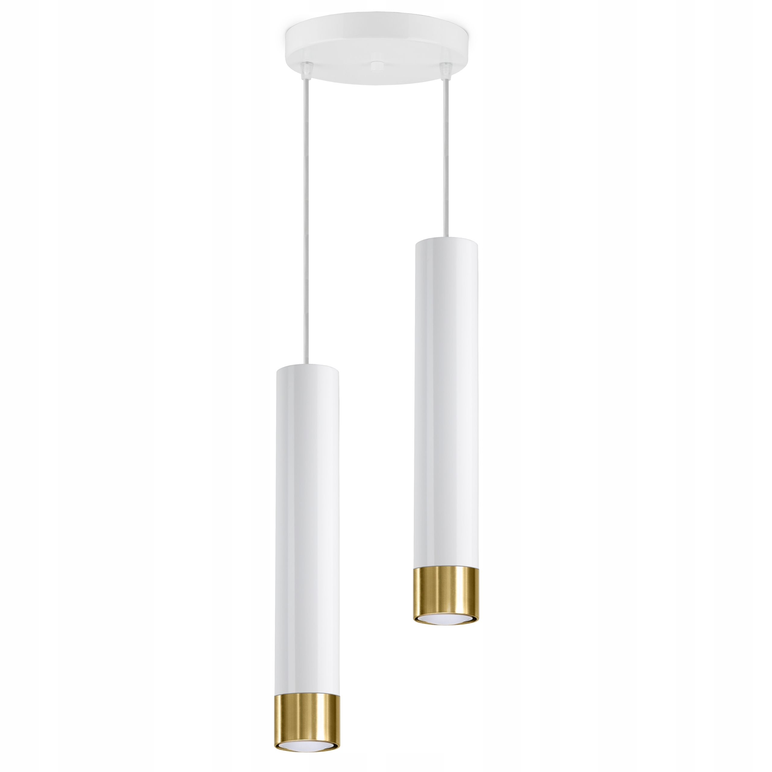 Závěsná lampa Tuby Kov Bílá Zlatá Led GU10