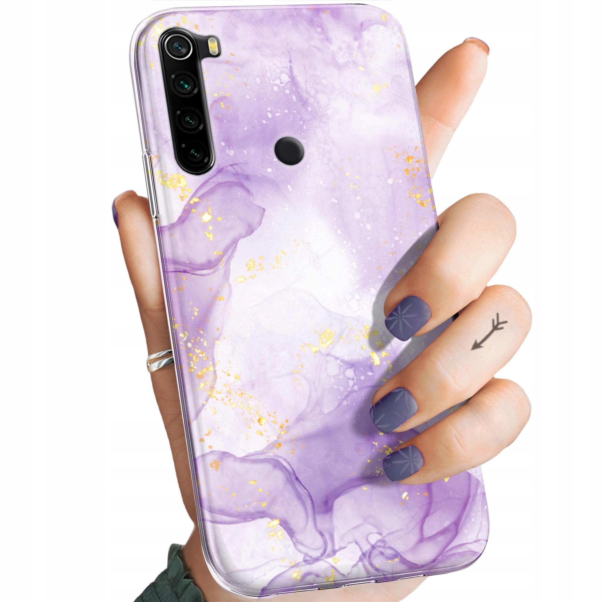 ETUI DO XIAOMI REDMI NOTE 8 WZORY FIOLETOWE FIOLET KSZTAŁTY OBUDOWA CASE