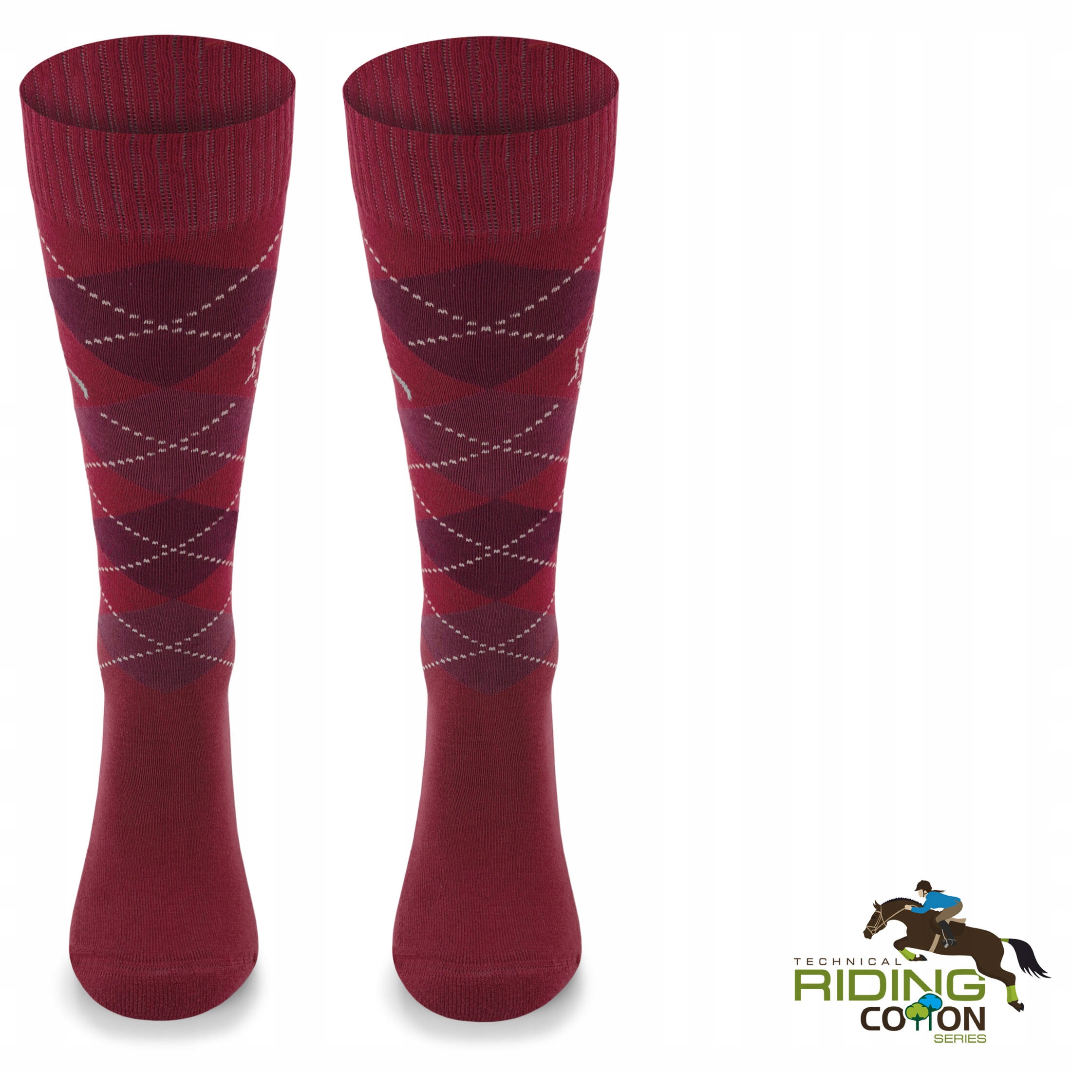 Klasyczne bawełniane skarpety w romby podkolanówki jeździeckie COMODO 31-34 Kod producenta SPDJ/39/31-34