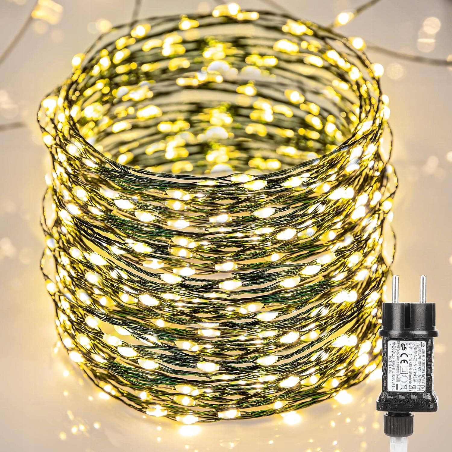 Venkovní světelná girlanda 20 m, 400 Led, měděný drát, 8 režimů