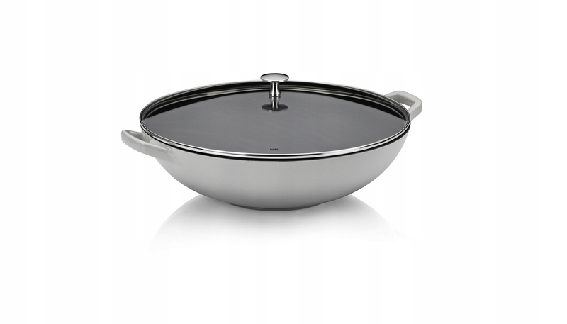 Wok liatinový s pokrievkou Calido 36 cm šedá