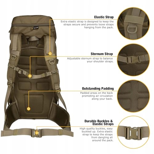 MARDINGTOP Plecak Taktyczny 50L Dla Dorosłych Trekking Outdoor Wędrówki — miniatura 5