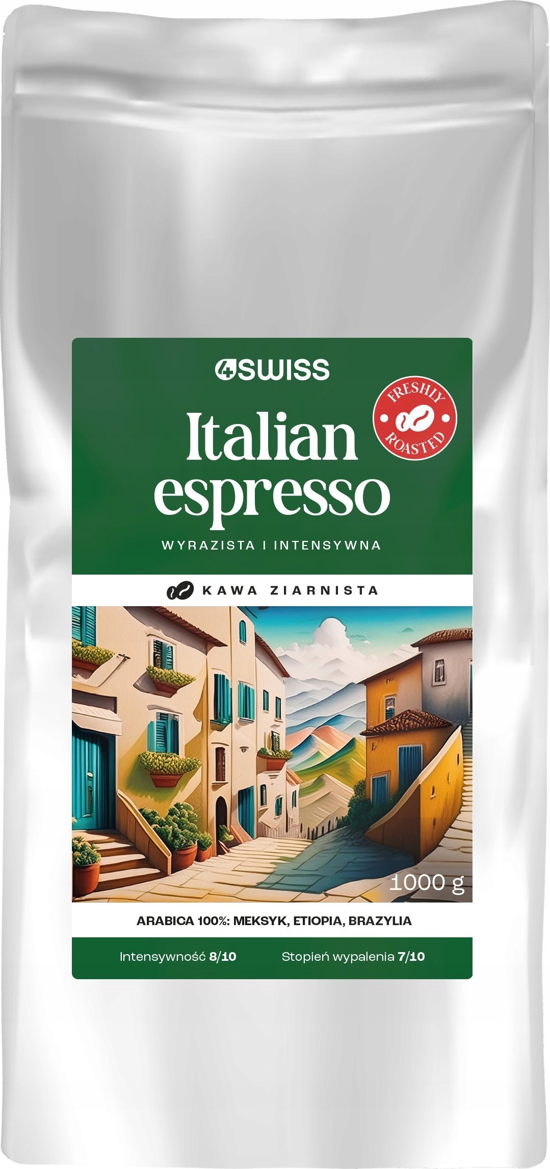 Levně Káva Zrnková 4Swiss Italské Espresso 1 kg Čerstvě Pražená Arabica