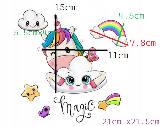 TERMO NAKLEJKA APLIKACJA NAPRASOWANKA- JEDNOROŻEC W CHMURACH F19a Model ZWIERZĘCY