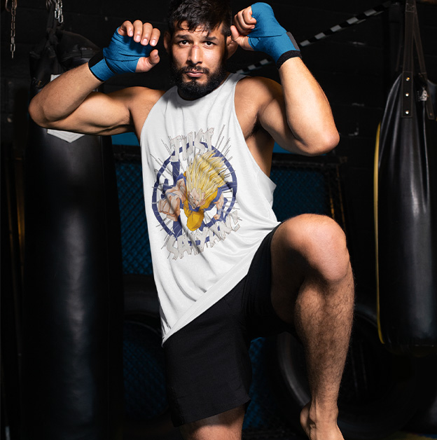 TANK TOP DRAGONBALL JUST SAIYAN Dekolt okrągły