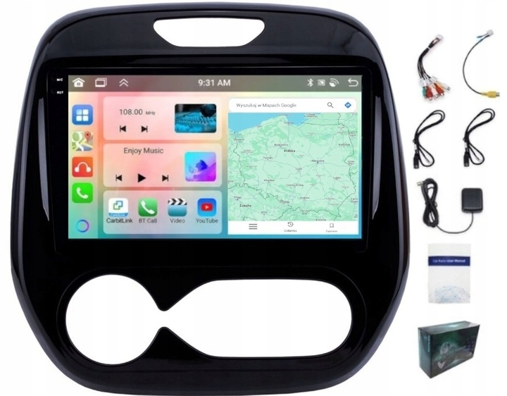 Navigační Rádio Carplay Renault Captur 2013-19 Wifi Android 4GB 64GB