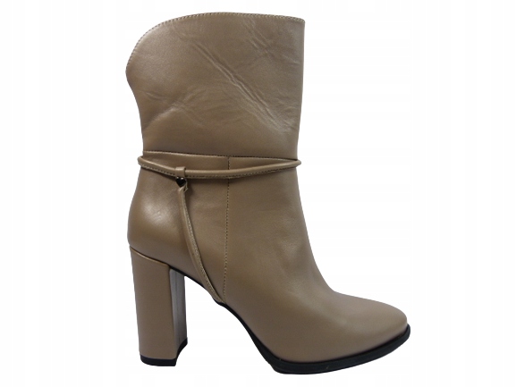 Béžové dámské kotníkové boty s koženým podpatkem, elegantní dámské boty Karino 37