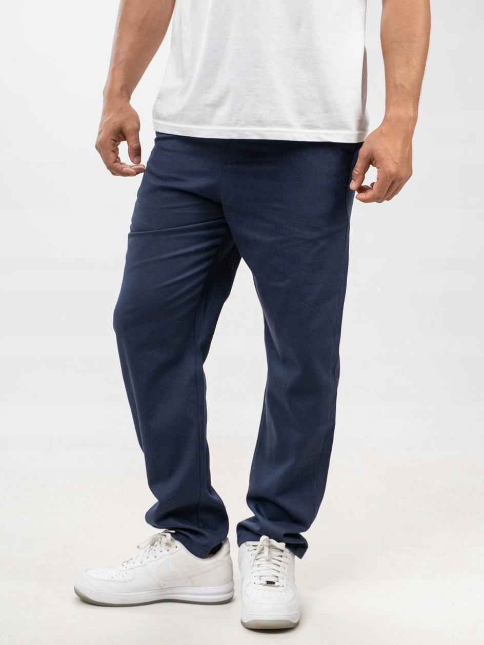 Pánské Chino Materiálové Bavlněné Kalhoty Tmavě modré S Výšivkami Jigga Wear M