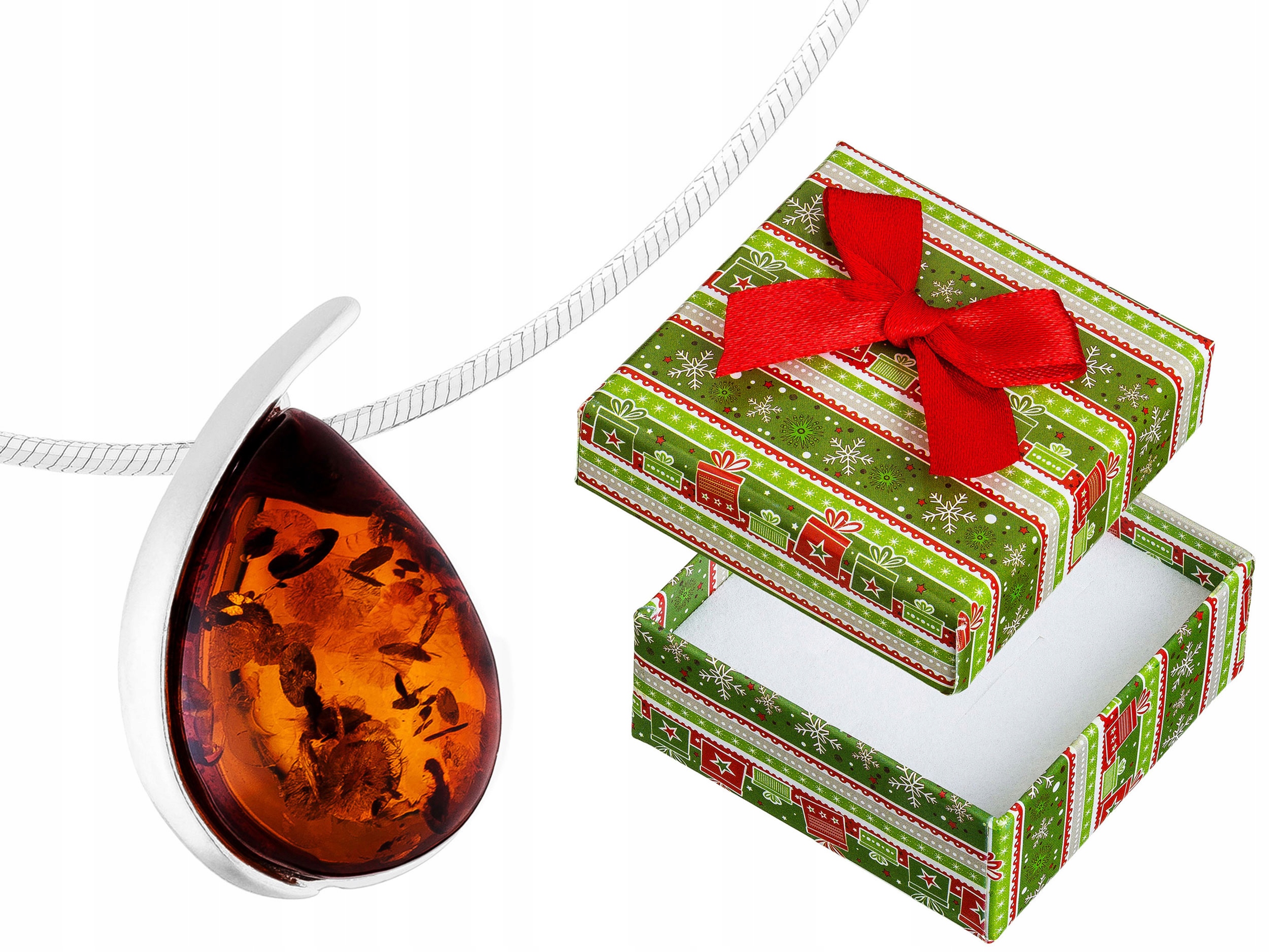 Dlouhý Stříbrný Dámský Náhrdelník Kapka s Jantarem Slza Jantar Provázek 90