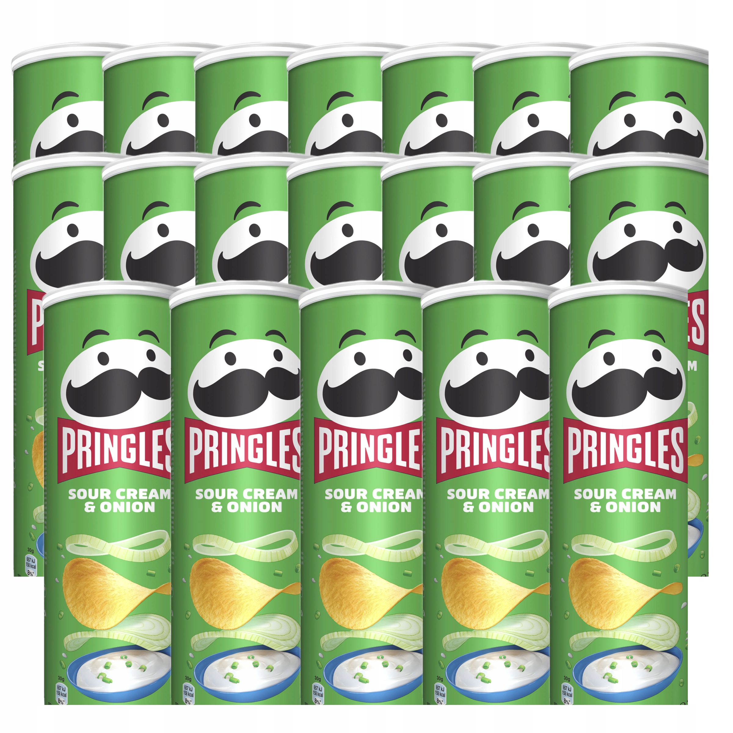 Zestaw 19x Chipsy Pringles Sour Cream&Onion tuba 165g Śmietana & Cebulka