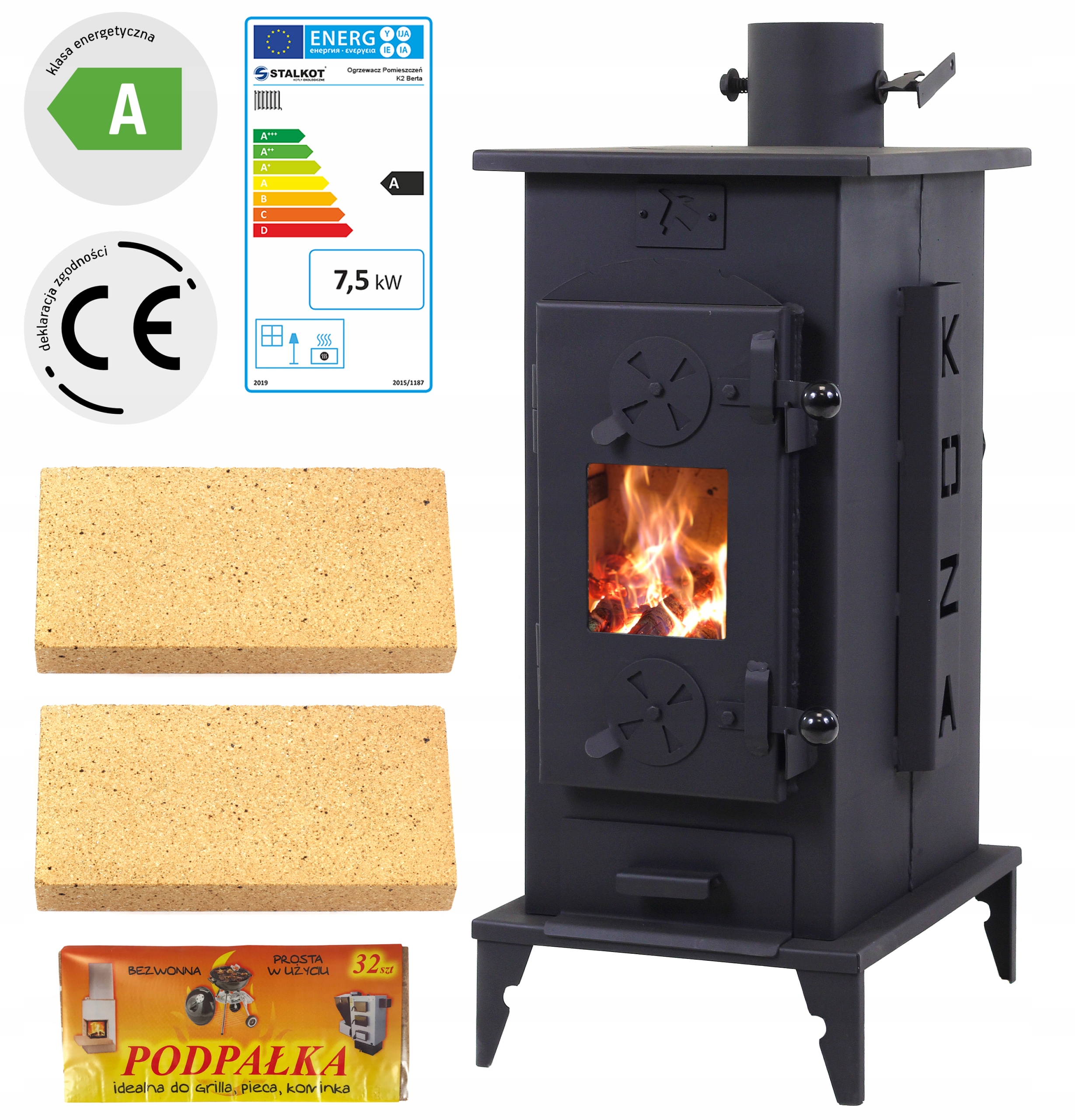 Piecyk szamotowy koza szamociak ogrzewacz 7,5 kW Atest Ecodesign gruba stal
