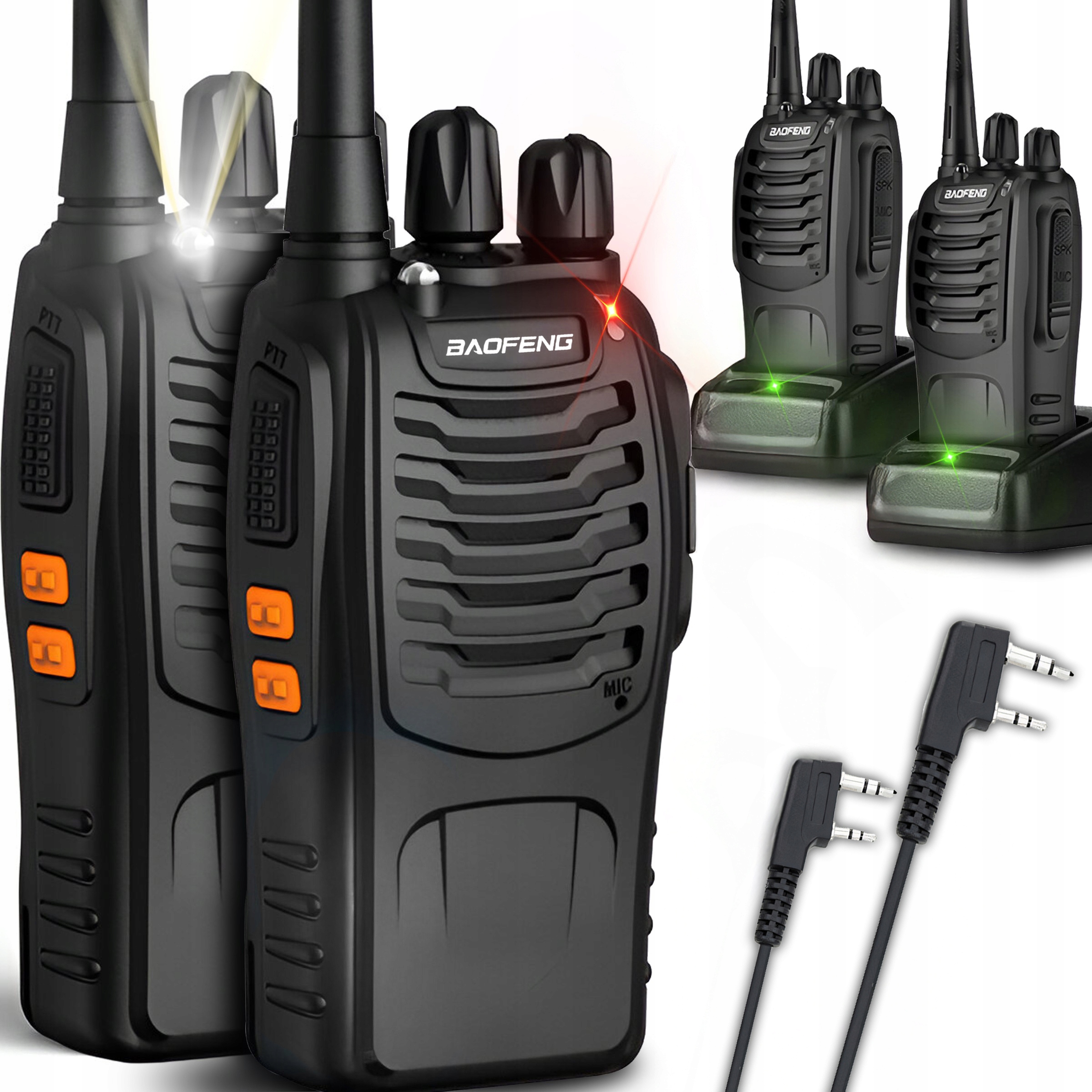 2X WALKIE TALKIE KRÓTKOFALÓWKI PMR DUŻY ZASIĘG RADIOTELEFON BAOFENG ZESTAW