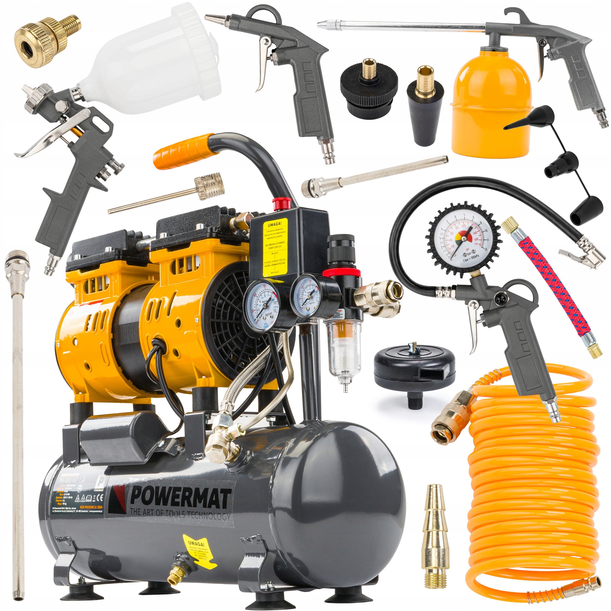 Bezolejový Kompresor 6L Kompresor 8 Bar 150 l/min Tichá Veľká Sada